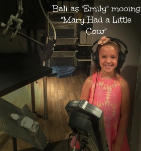 Bali Bare as "Emily" mooing "Mary Had a Little Cow" on a radio spot for the Arizona Milk Producers / Dairy Council